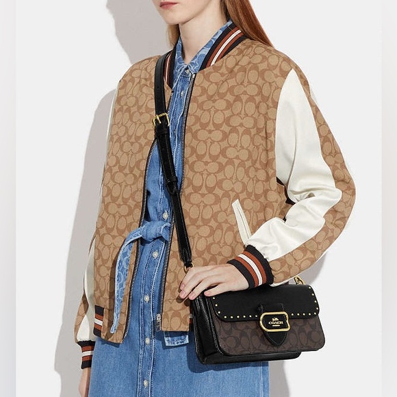 Coach CE563 Morgan Shoulder Bag Crossbody Colorblock Signature With Rivets - Picture 2 of 16